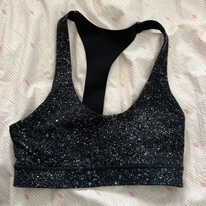Lululemon size 4 Wunder train bra. Black with blue and white details.